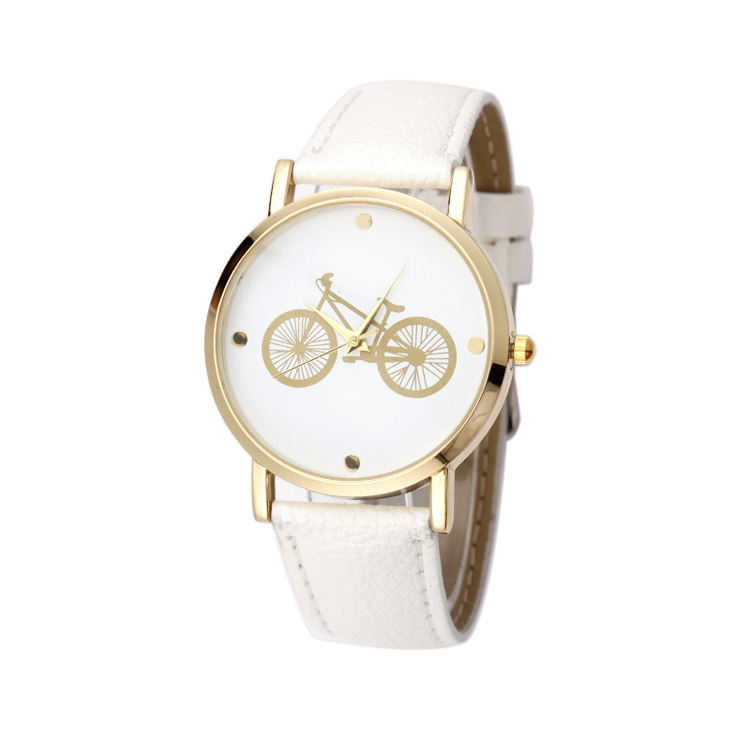 Creative quartz women watches with cute face and pu leather belt for youth student girls