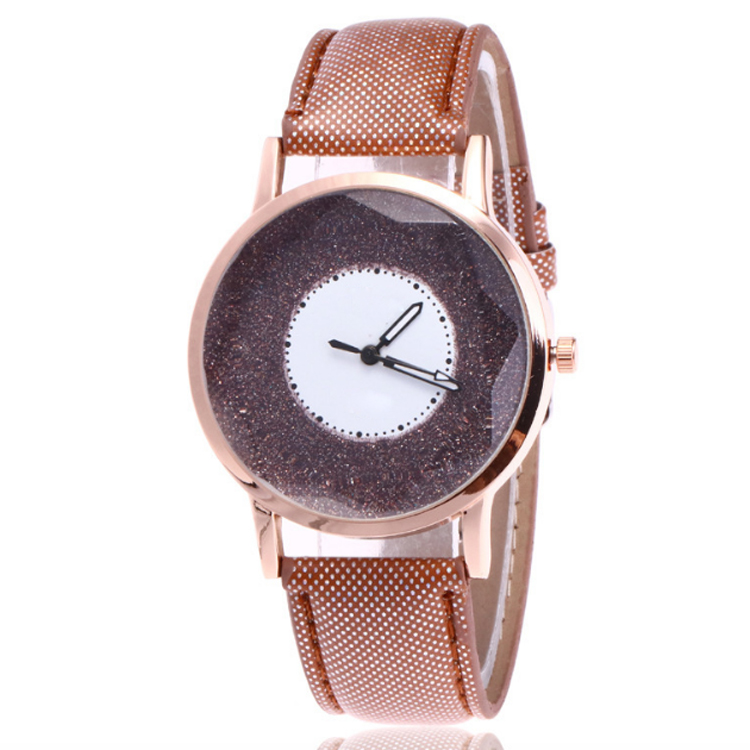 Brand your own womens watches in wristwatches leather fancy ladies watch with gitter face